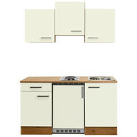 MINIKÜCHE   in Eichefarben, Magnolie  - Eichefarben/Magnolie, Basics, Holzwerkstoff/Metall (150,5cm) - FlexWell