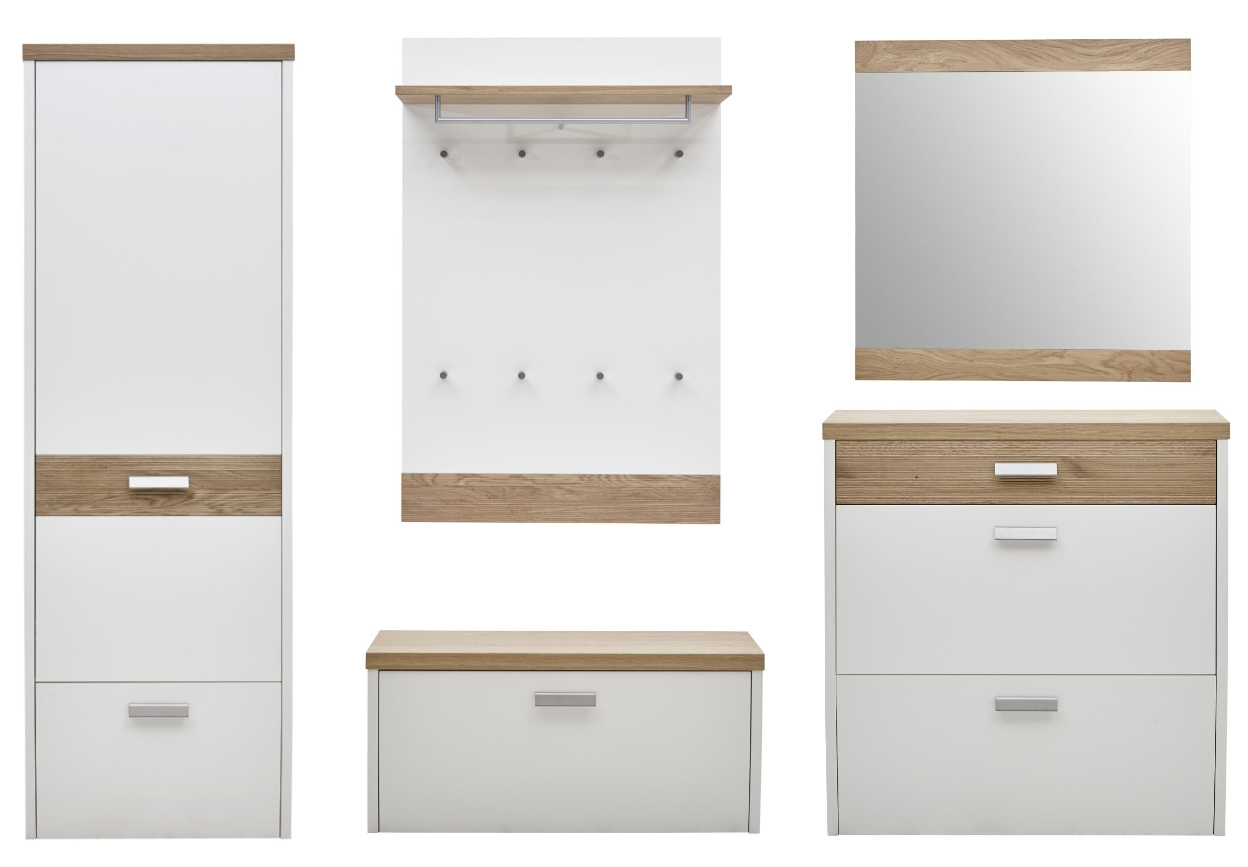 GARDEROBE 5-teilig  in 290/200/32 cm  - Eichefarben/Weiß, Design, Holz/Holzwerkstoff (290/200/32cm) - Dieter Knoll