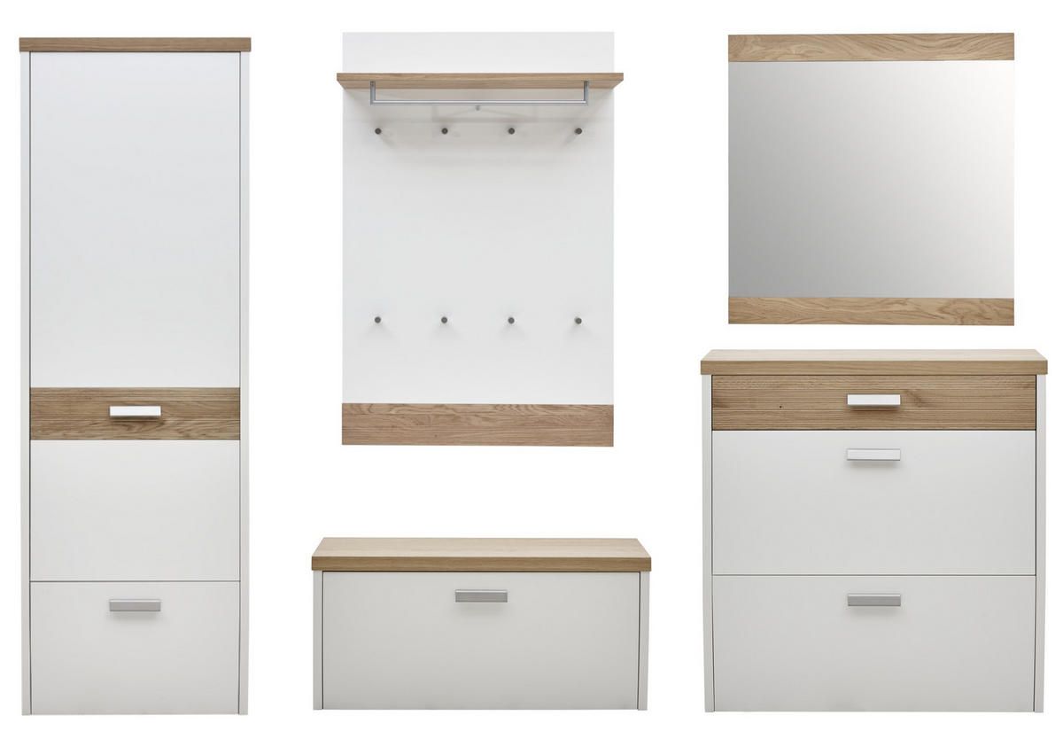 GARDEROBE 5-teilig  in 290/200/32 cm  - Eichefarben/Weiß, Design, Holz/Holzwerkstoff (290/200/32cm) - Dieter Knoll