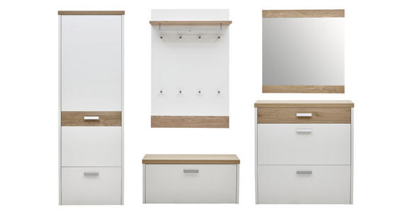 GARDEROBE 5-teilig in 290/200/32 cm - Eichefarben/Weiß, Design, Holz/Holzwerkstoff (290/200/32cm) - Dieter Knoll