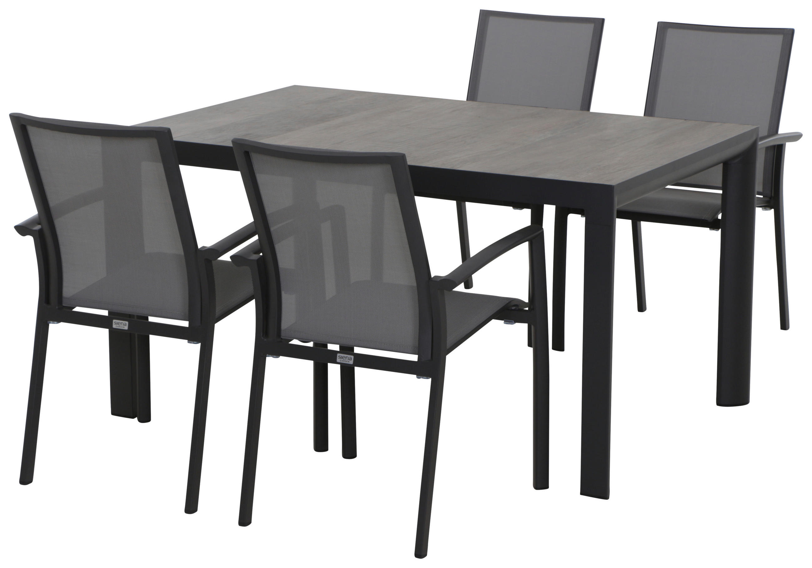 GARTENGARNITUR 5-teilig  - Anthrazit, KONVENTIONELL, Keramik/Kunststoff (90/74/140cm) - Siena Garden