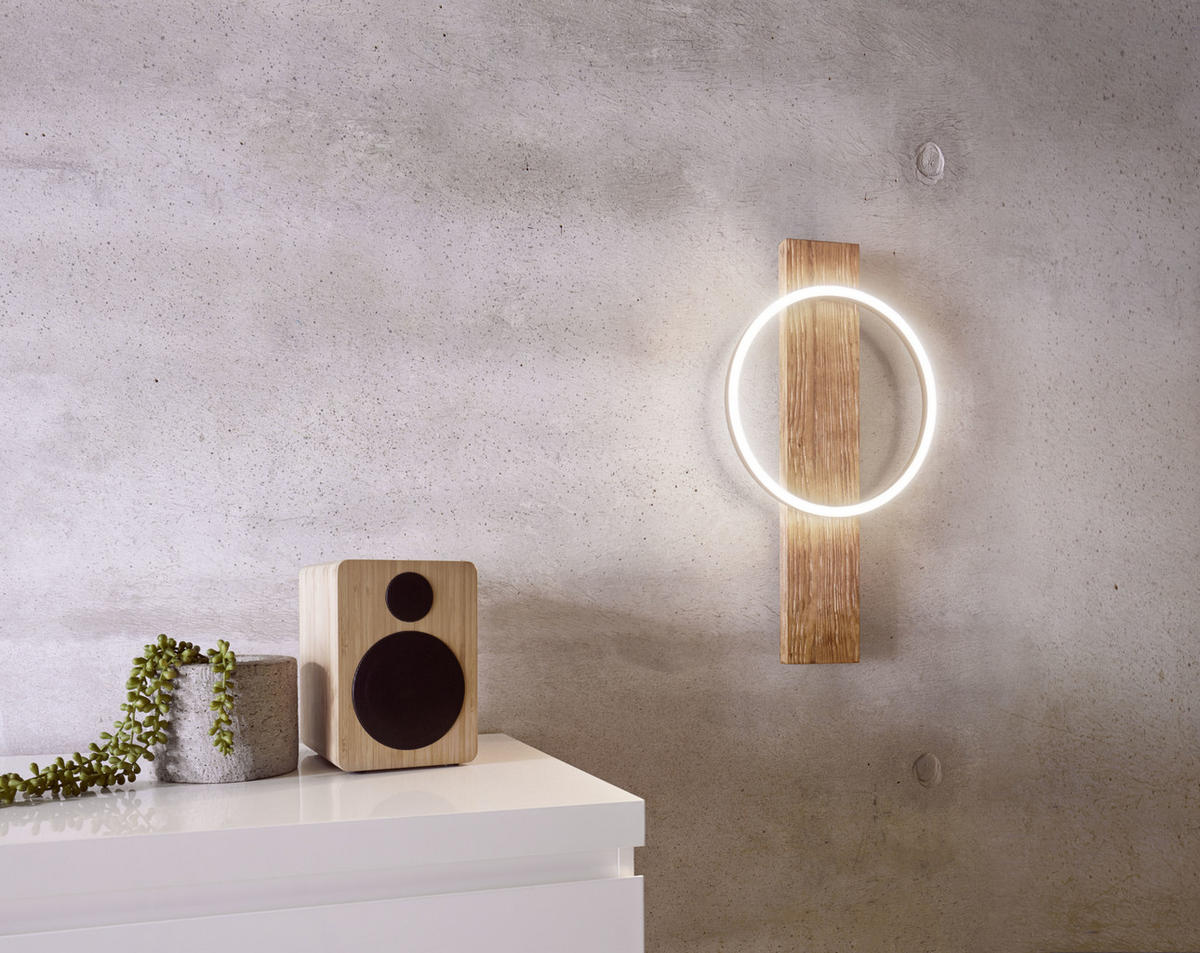 LED-DECKENLEUCHTE 30 cm  - Schwarz/Braun, Natur, Holz/Kunststoff (30cm)