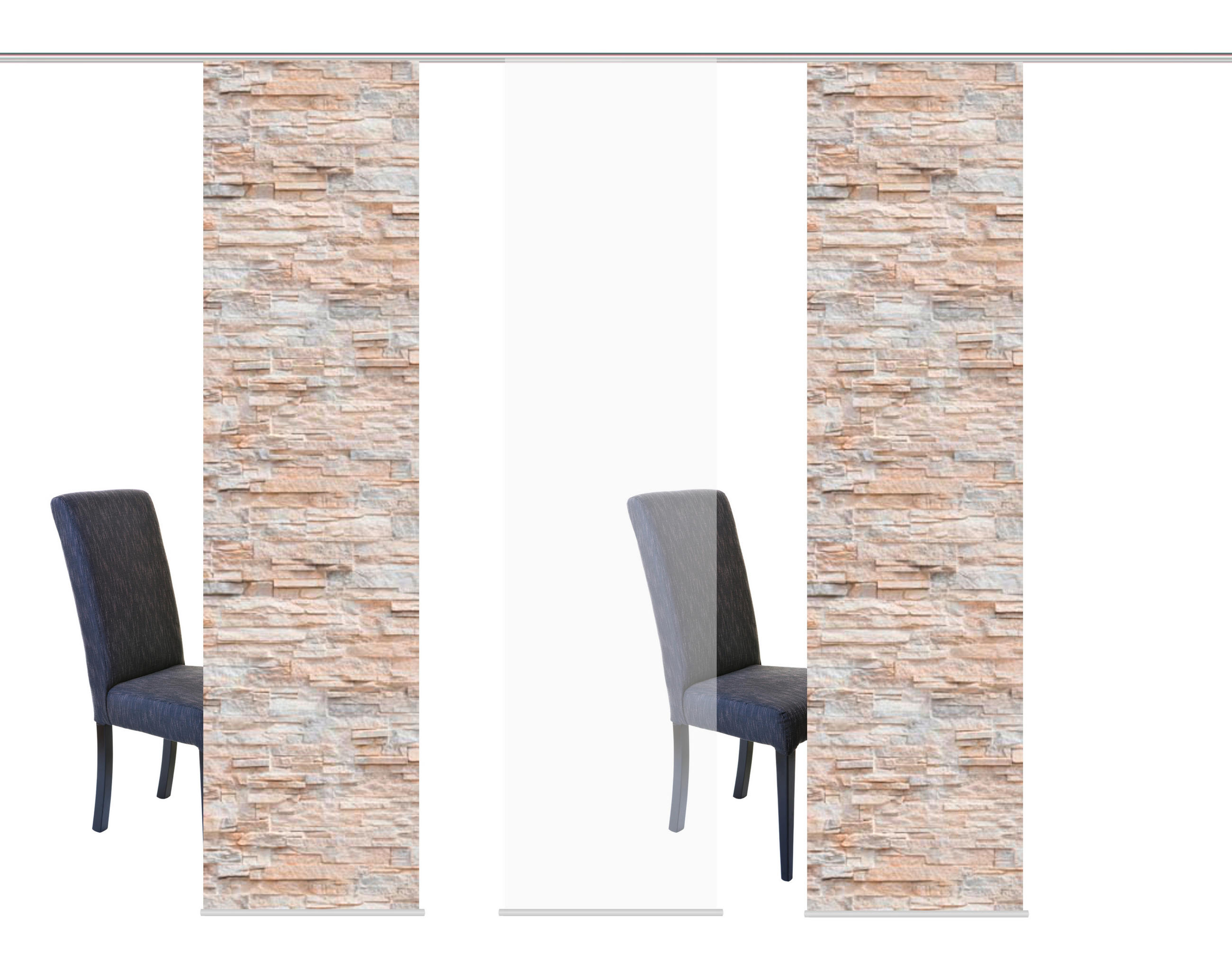 FLÄCHENVORHANG 3 Stück halbtransparent 60/245 cm - Naturfarben, Design, Textil (60/245cm)