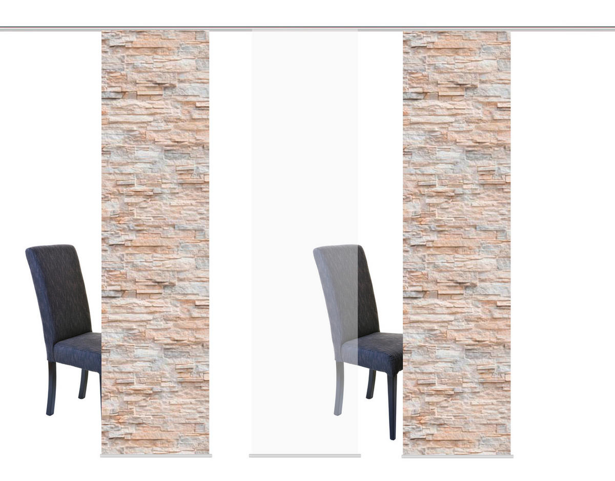 FLÄCHENVORHANG 3ER SET in Naturfarben halbtransparent  - Naturfarben, Design, Textil (60/245cm) - Schmidt W. Gmbh