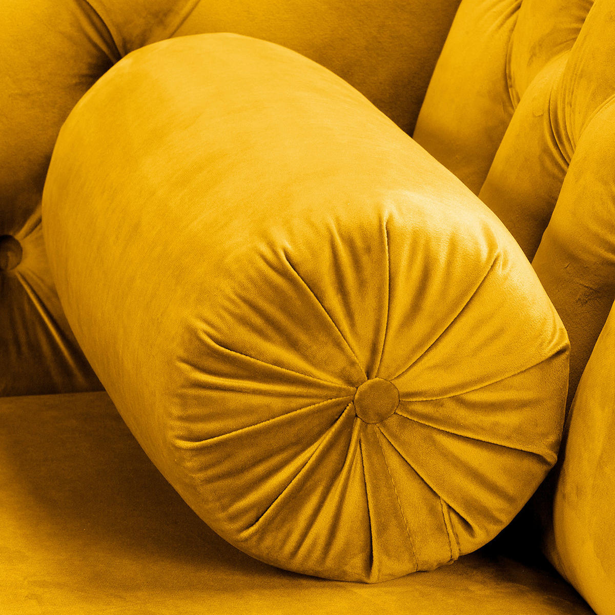 RÉCAMIERE Samt Senfgelb  - Senfgelb/Braun, Design, Holz/Textil (185/93/75cm) - Livetastic