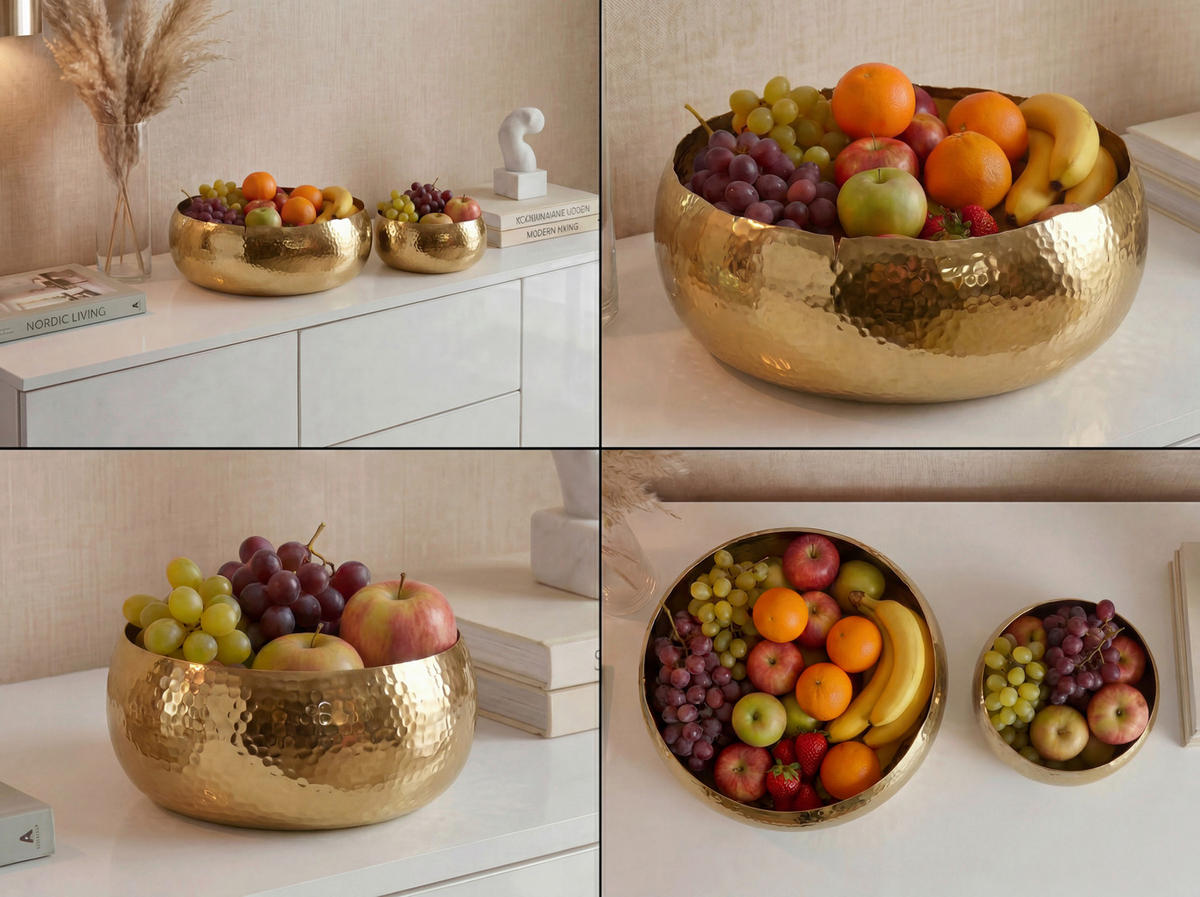 OBSTSCHALE  - Goldfarben, Design, Metall (30+40cm) - Livetastic