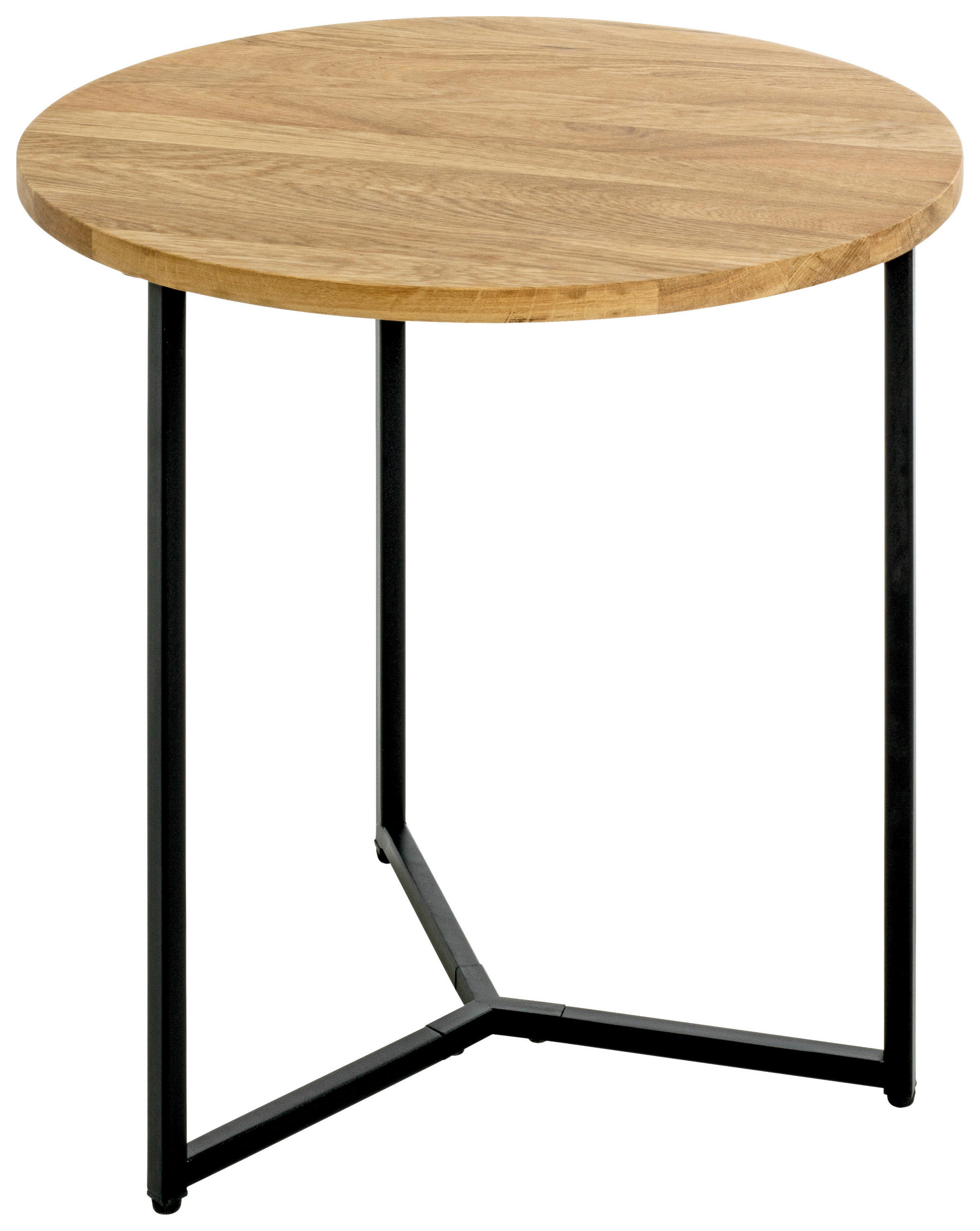 BEISTELLTISCH 50/50/52 cm Eiche massiv Schwarz, Eichefarben rund  - Eichefarben/Schwarz, Design, Holz/Metall (50/50/52cm)