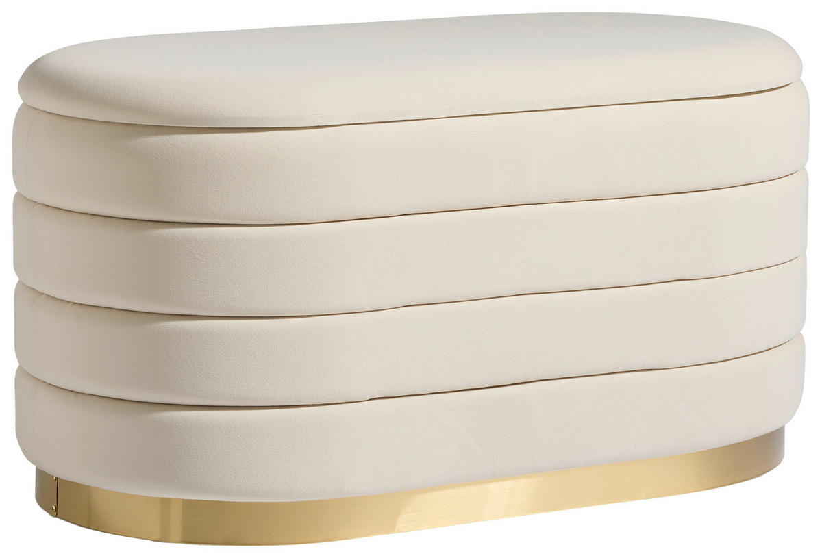 HOCKER Samt Beige  - Beige/Weiß, Design, Textil/Metall (80/42/42cm) - MID.YOU