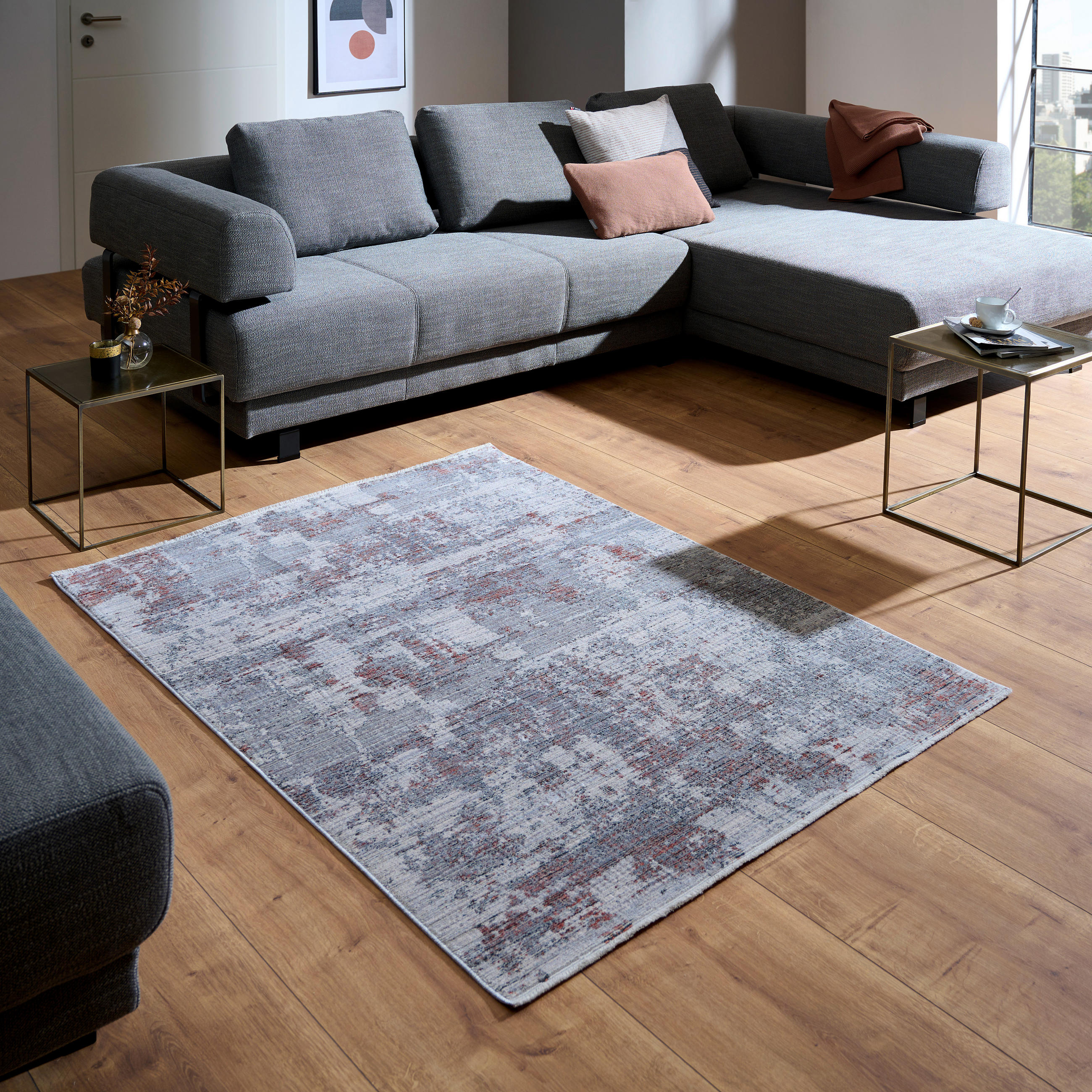 VINTAGE KOBEREC, 120/170 cm, šedá, růžová - šedá/růžová, Design, textil (120/170cm) - Dieter Knoll