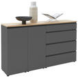 SIDEBOARD Grau  - Eichefarben/Schwarz, Design, Holz/Holzwerkstoff (180/102/41cm) - Dieter Knoll