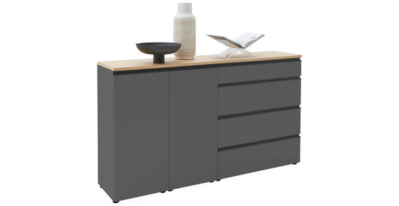 SIDEBOARD Grau  - Eichefarben/Schwarz, Design, Holz/Holzwerkstoff (180/102/41cm) - Dieter Knoll