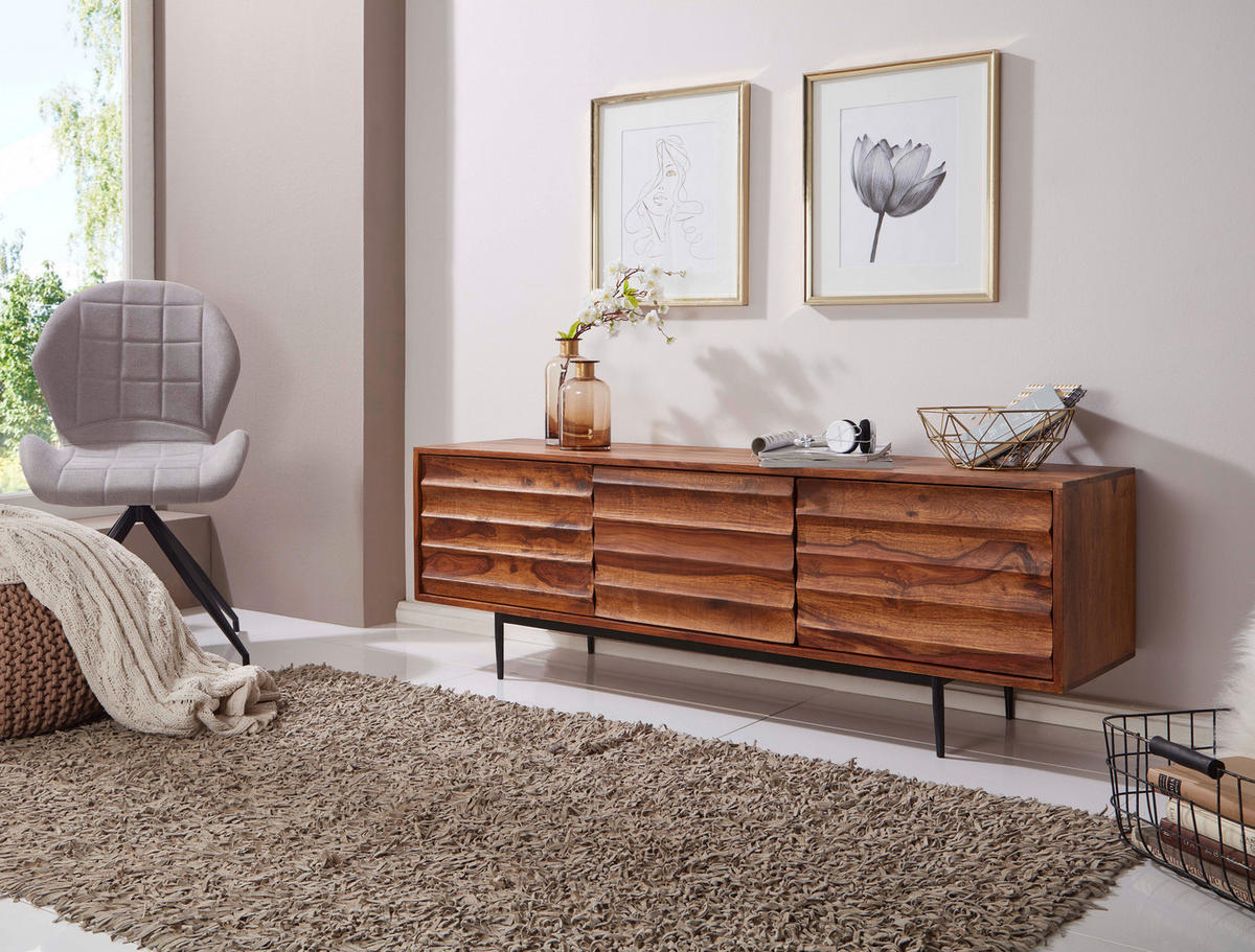 SIDEBOARD 147/50/38 cm  - Sheeshamfarben/Schwarz, Design, Holz/Metall (147/50/38cm) - MID.YOU