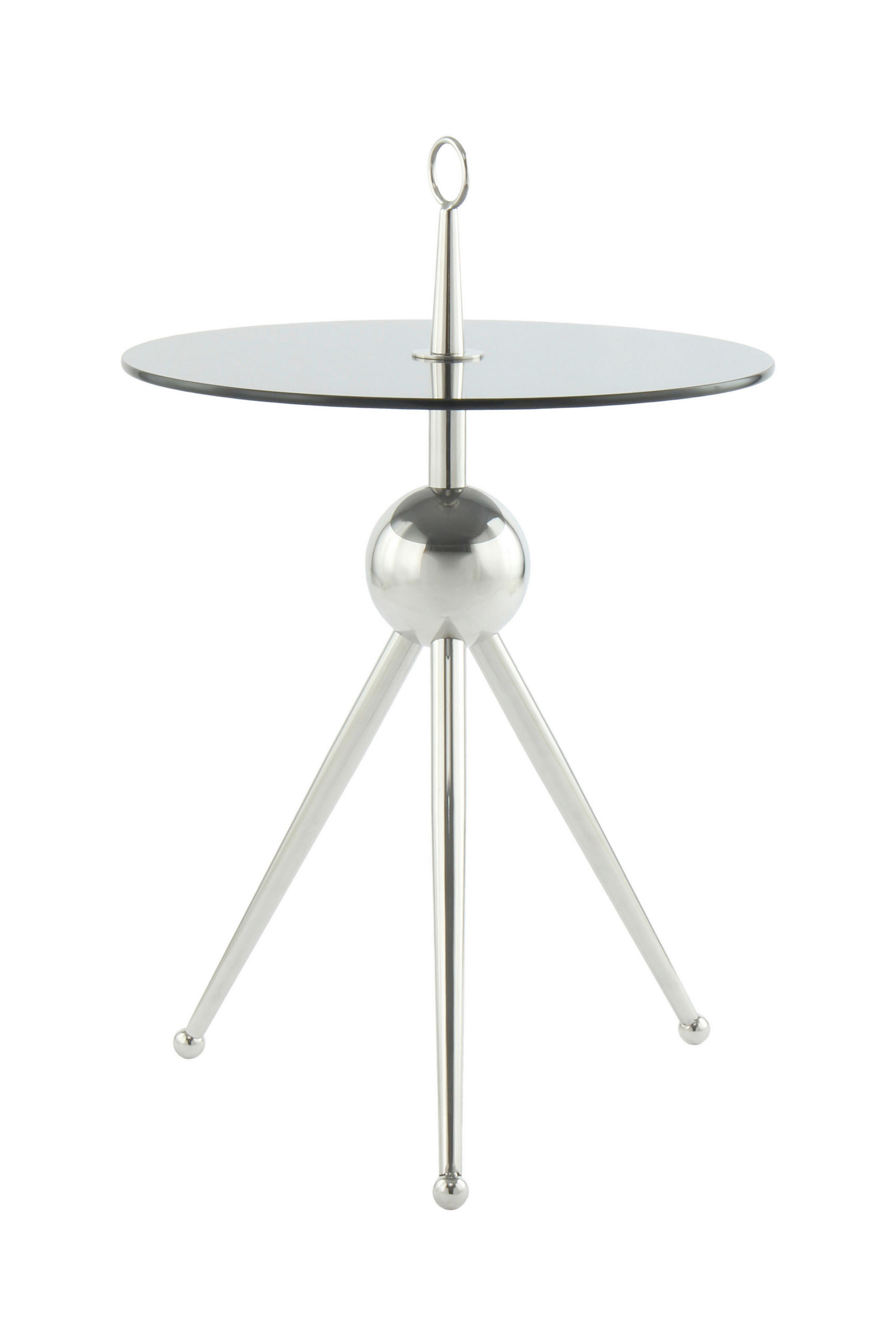 BEISTELLTISCH 46/46/52 cm Grau, Silberfarben rund  - Silberfarben/Grau, Design, Glas/Metall (46/46/52cm) - Kayoom