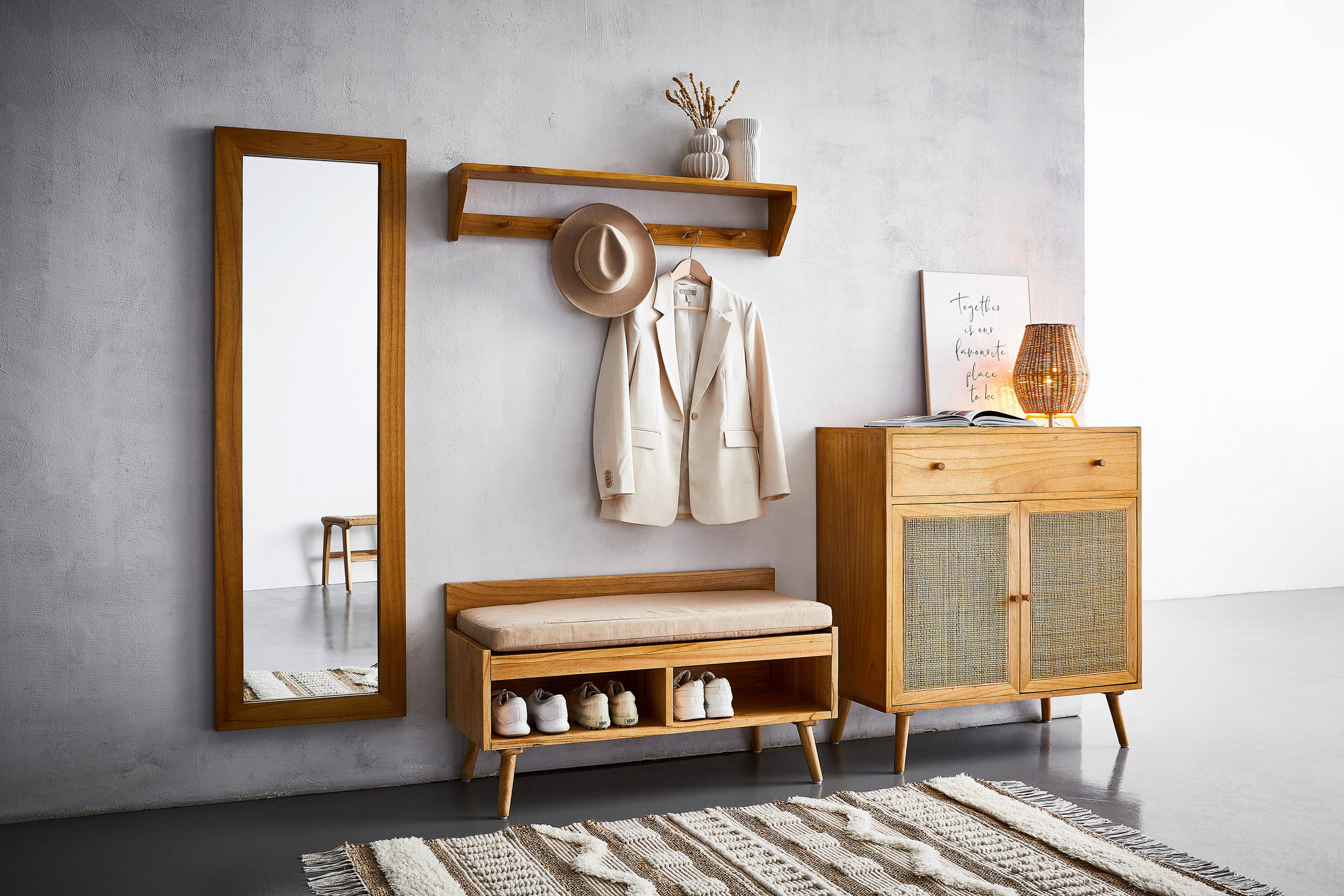 WANDGARDEROBE - Hellbraun/Naturfarben, Natur, Holz (100/15/20cm) - MID.YOU