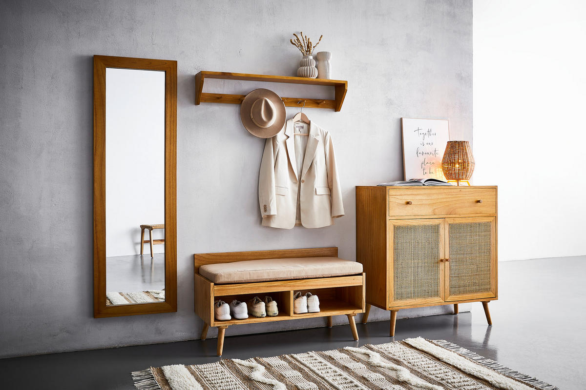 WANDGARDEROBE - Hellbraun/Naturfarben, Natur, Holz (100/15/20cm) - MID.YOU