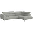 ECKSOFA in Chenille Alabasterfarben  280/205 cm  - Alabasterfarben/Schwarz, Design, Textil/Metall (280/205cm) - Xora
