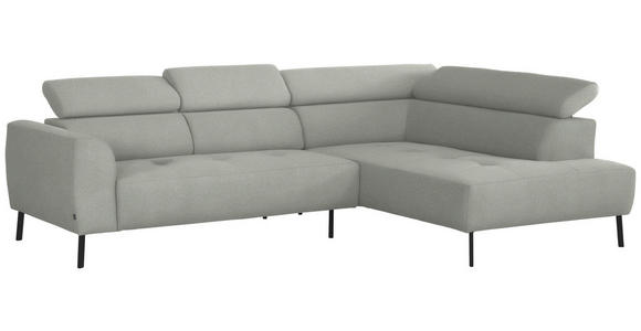 ECKSOFA in Chenille Alabasterfarben 280/205 cm - Alabasterfarben/Schwarz, Design, Textil/Metall (280/205cm) - Xora