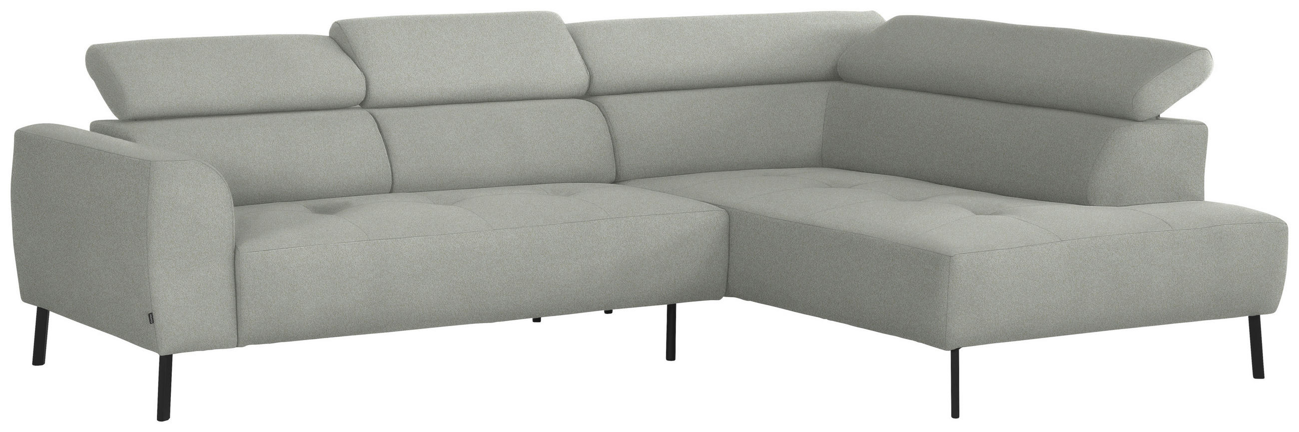 ECKSOFA in Chenille Alabasterfarben  - Alabasterfarben/Schwarz, Design, Textil/Metall (280/205cm) - MID.YOU
