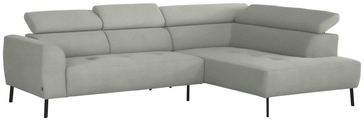 ECKSOFA in Chenille Alabasterfarben  280/205 cm  - Alabasterfarben/Schwarz, Design, Textil/Metall (280/205cm) - Xora