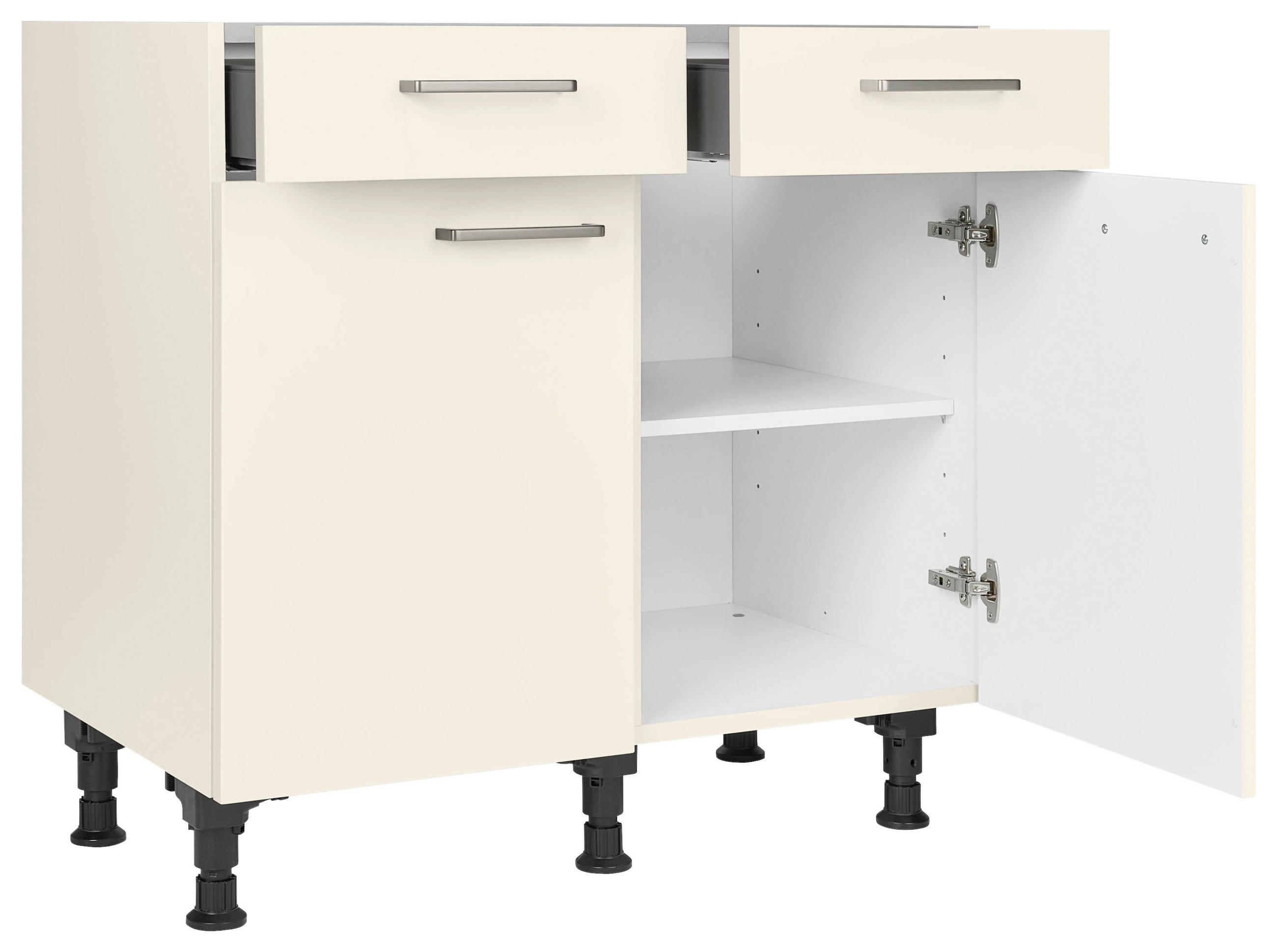 SCHUBKASTENUNTERSCHRANK 90/87/56 cm  in Magnolie  - Edelstahlfarben/Magnolie, MODERN, Holzwerkstoff/Metall (90/87/56cm) - Nobilia