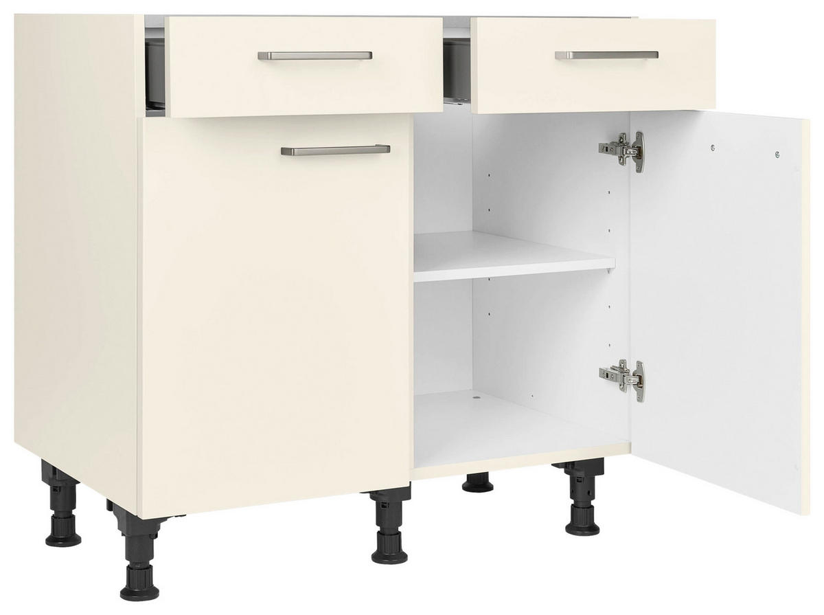 SCHUBKASTENUNTERSCHRANK 90/87/56 cm  in Magnolie  - Edelstahlfarben/Magnolie, MODERN, Holzwerkstoff/Metall (90/87/56cm) - Nobilia