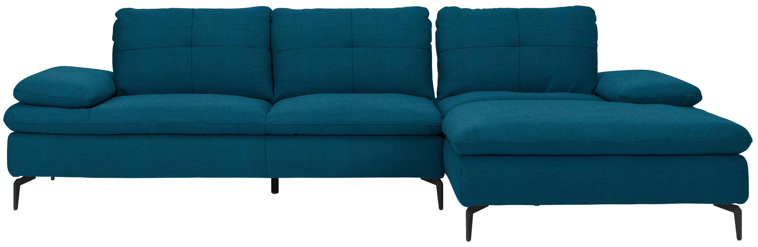 ECKSOFA in Webstoff Dunkelblau  - Schwarz/Dunkelblau, Design, Textil/Metall (301/179cm) - Chilliano