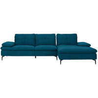 ECKSOFA in Webstoff Dunkelblau  - Schwarz/Dunkelblau, Design, Textil/Metall (301/179cm) - Chilliano