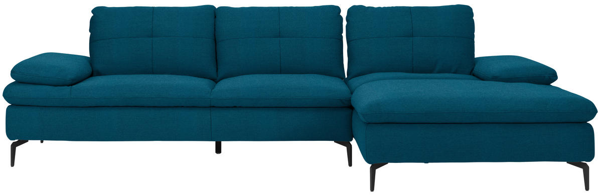 ECKSOFA in Webstoff Dunkelblau  - Schwarz/Dunkelblau, Design, Textil/Metall (301/179cm) - Chilliano