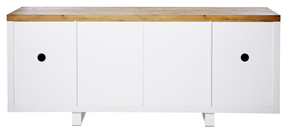 SIDEBOARD  in 180/75/39,50 cm  - Eichefarben/Weiß, KONVENTIONELL, Holzwerkstoff/Metall (180/75/39,50cm) - Livetastic