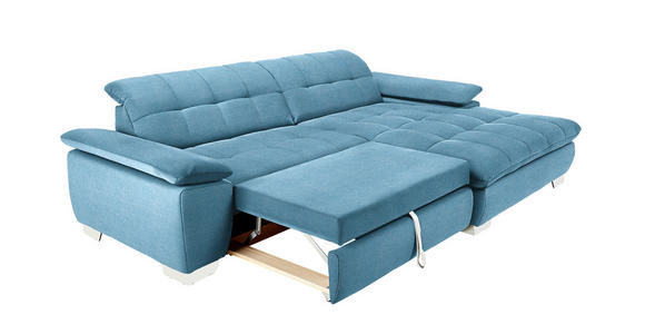 ECKSOFA in Mikrofaser Pastellblau  - Chromfarben/Pastellblau, Design, Textil/Metall (265/180cm) - Carryhome