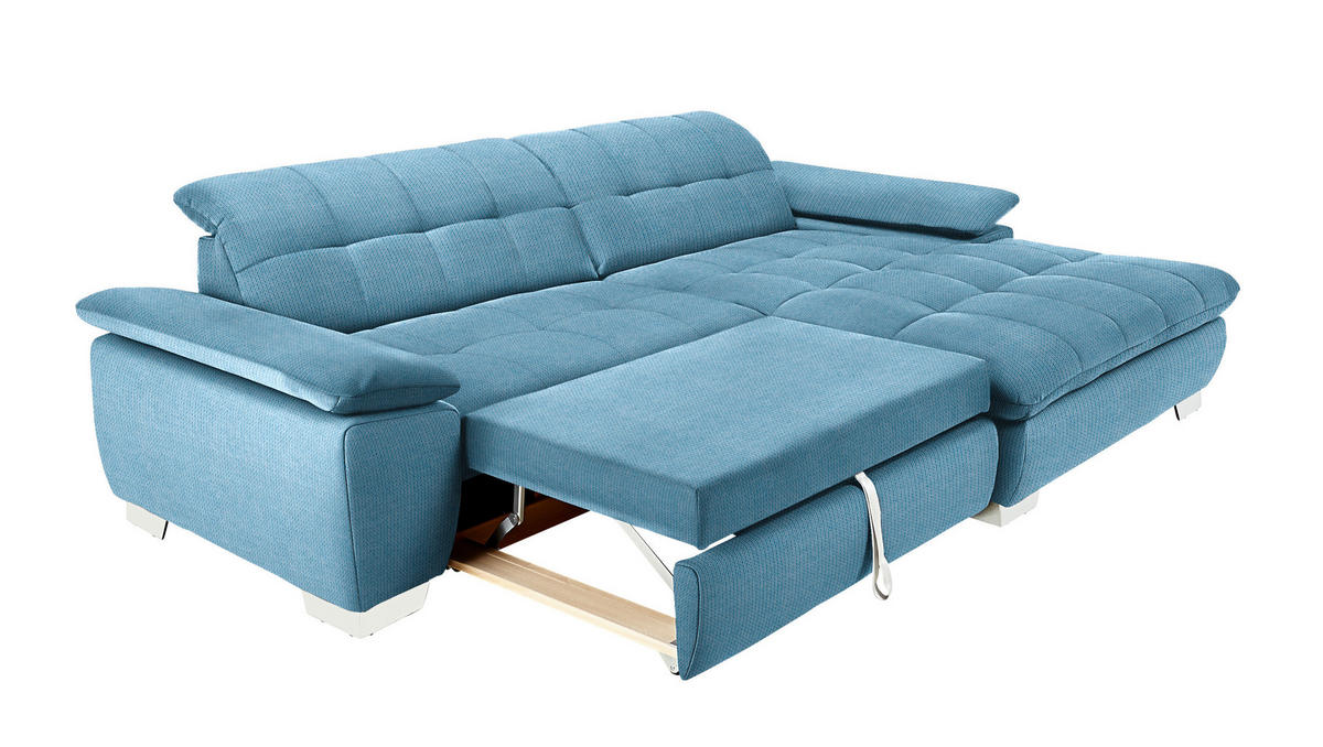 ECKSOFA in Mikrofaser Pastellblau  - Chromfarben/Pastellblau, Design, Textil/Metall (265/180cm) - Carryhome