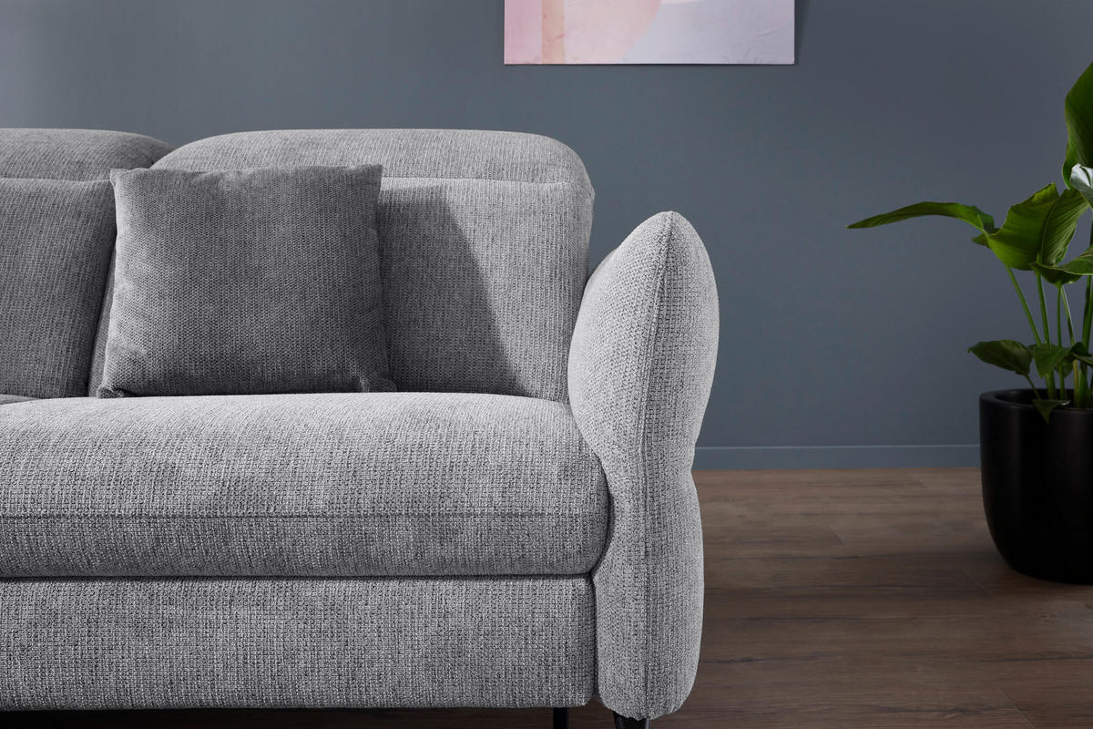 ECKSOFA in Flachgewebe Grau  - Schwarz/Grau, Design, Textil/Metall (233/299cm) - Dieter Knoll