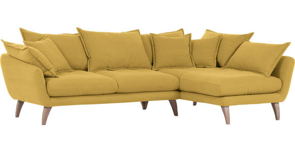 WOHNLANDSCHAFT in Chenille Gelb - Gelb/Naturfarben, Trend, Holz/Textil (267/170cm) - Ambia Home