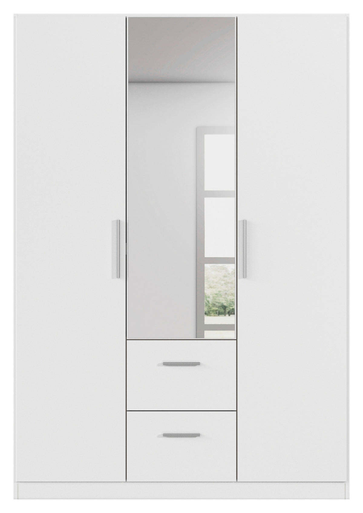 DREHTÜRENSCHRANK 135/197/54 cm,  in Weiß, 3-türig  - Alufarben/Weiß, KONVENTIONELL, Glas/Holzwerkstoff (135/197/54cm) - home24