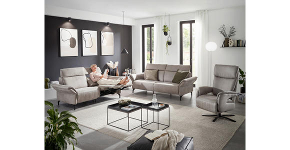 2-SITZER-SOFA Varo Lederlook Hellgrau  - Hellgrau/Schwarz, KONVENTIONELL, Textil/Metall (194/103/92cm) - Dieter Knoll