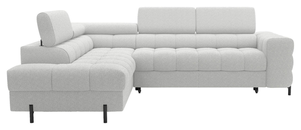 ECKSOFA FERUCCE in Teddystoff Grau  200/276 cm  - Schwarz/Grau, Design, Textil/Metall (200/276cm) - MID.YOU