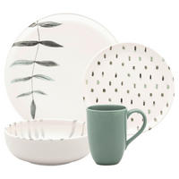 KOMBISERVICE DORA 30-teilig  - Weiß/Grün, LIFESTYLE, Keramik - Novel