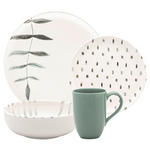 KOMBISERVICE DORA 30-teilig  - Weiß/Grün, LIFESTYLE, Keramik - Novel