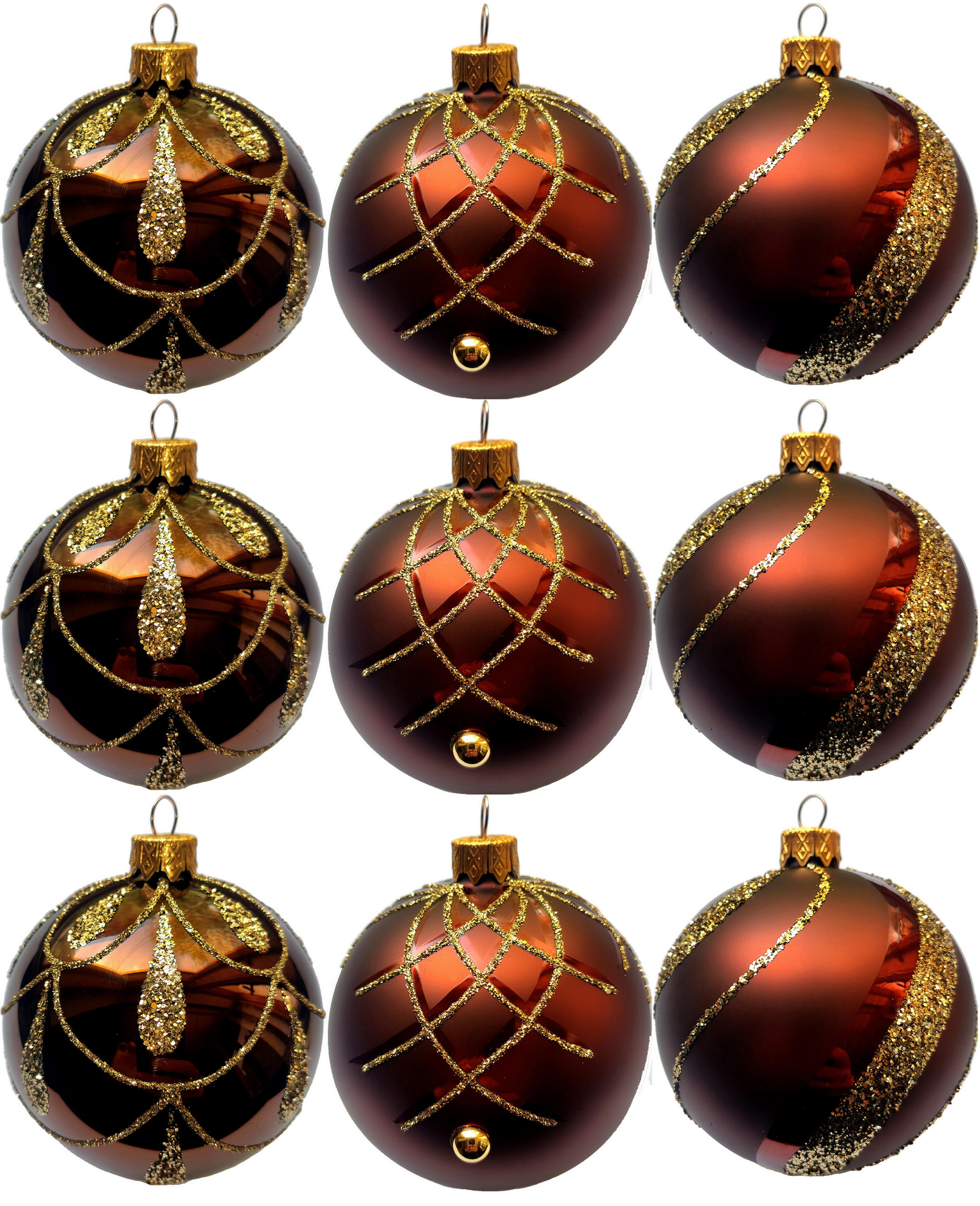 CHRISTBAUMKUGEL-SET 8 cm 9-teilig  - Braun, LIFESTYLE, Glas/Metall (8cm) - X-Mas