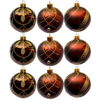 CHRISTBAUMKUGEL-SET 8 cm 9-teilig  - Braun, LIFESTYLE, Glas/Metall (8cm) - X-Mas