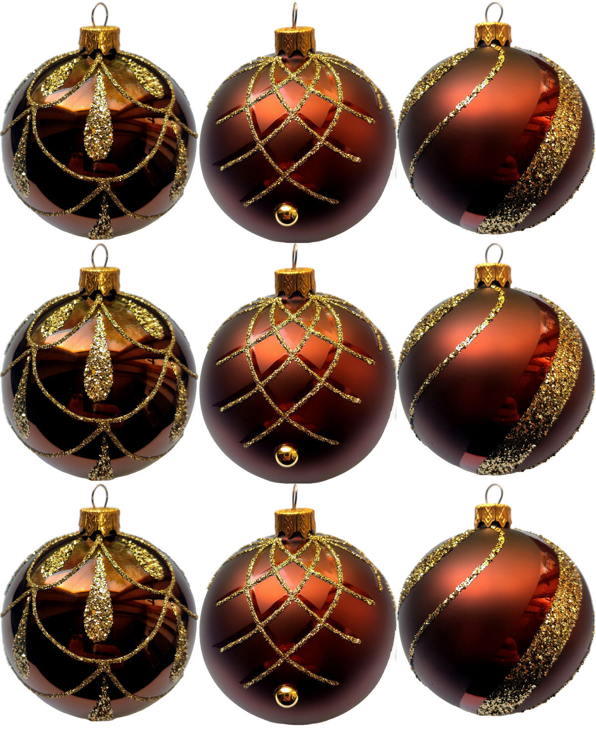 CHRISTBAUMKUGEL-SET 8 cm 9-teilig  - Braun, LIFESTYLE, Glas/Metall (8cm) - X-Mas