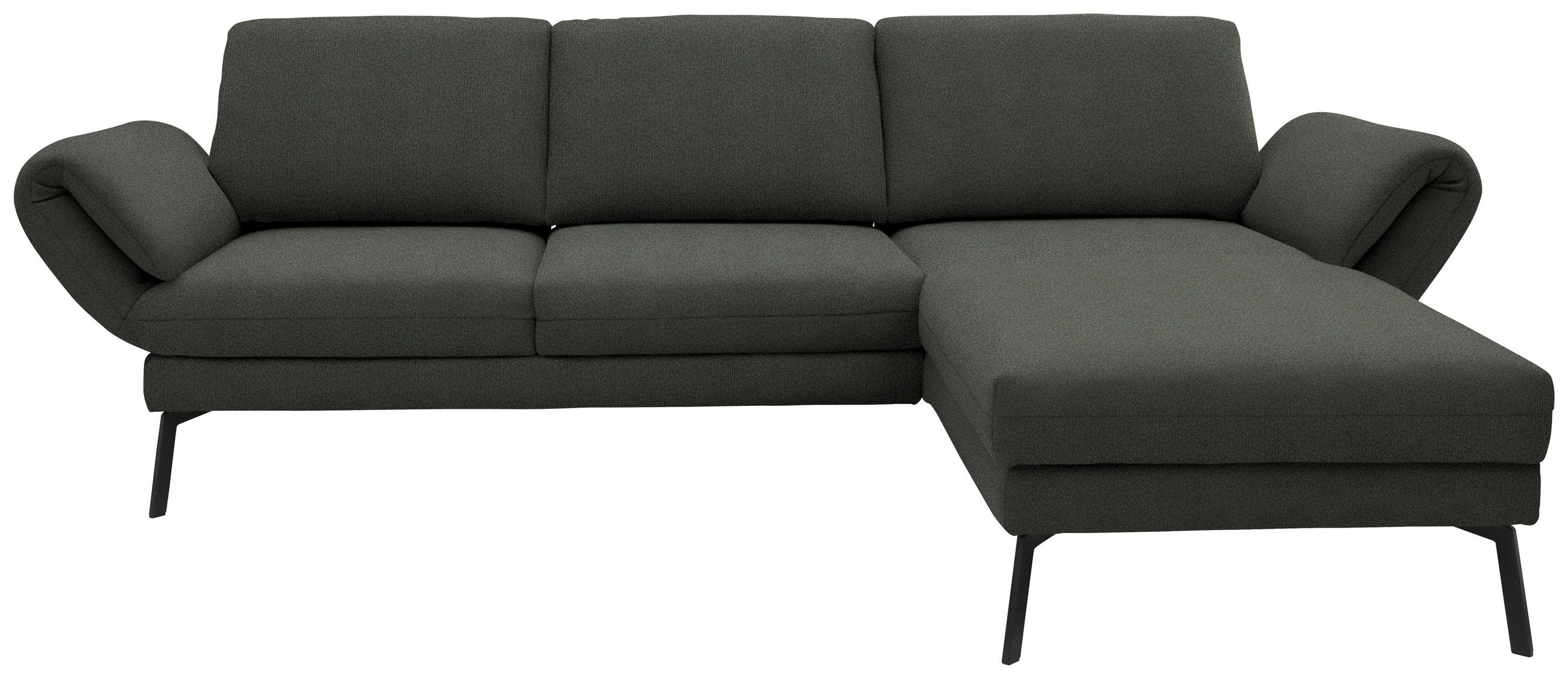 ECKSOFA  in Flachgewebe Grün  255-365/175-224 cm  - Schwarz/Grün, Design, Textil/Metall (255-365/175-224cm) - Dieter Knoll