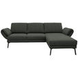 ECKSOFA  in Flachgewebe Grün Armteilverstellung, Relaxfunktion, Drehsitzfunktion  255-365/175-224 cm  - Schwarz/Grün, Design, Textil/Metall (255-365/175-224cm) - Dieter Knoll