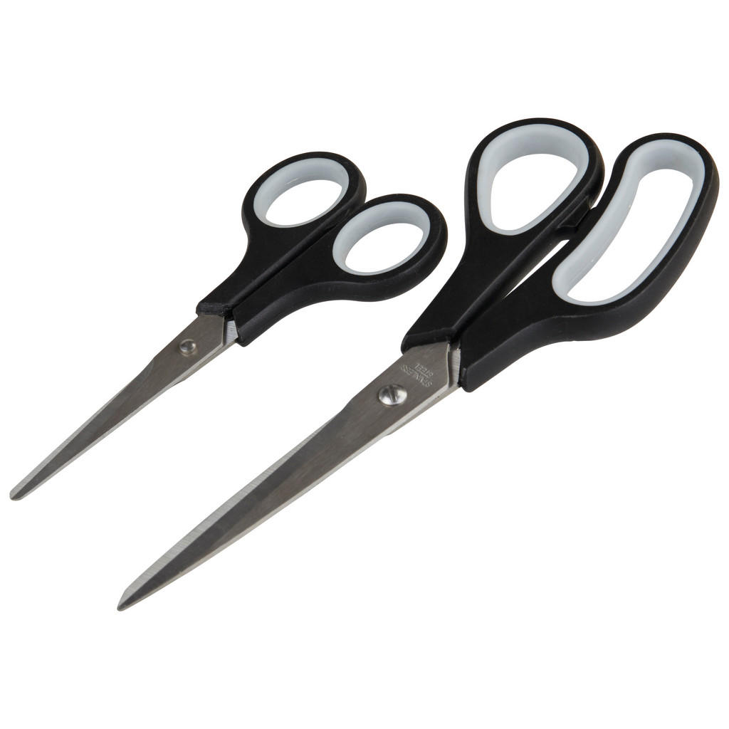 Scheren-set 2-tlg. Schwarz, Mit Kunststoffgriff