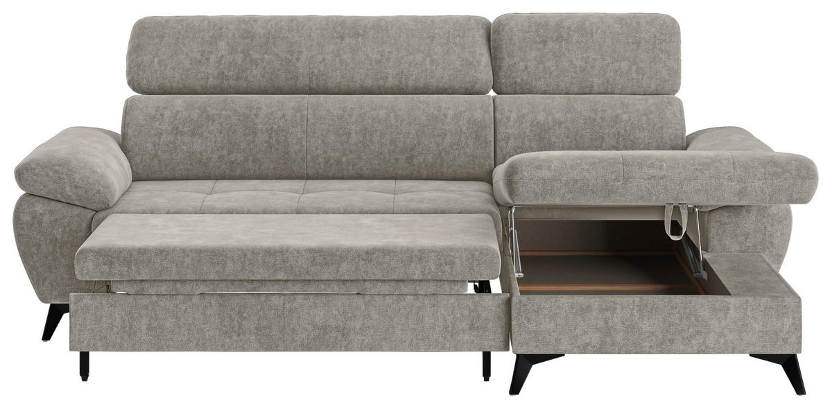 ECKSOFA in Schlammfarben  - Schlammfarben/Schwarz, Textil/Metall (261/166cm) - MID.YOU