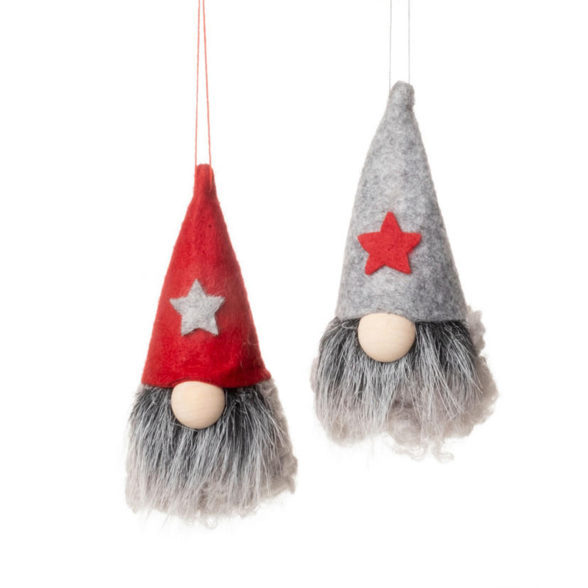 CHRISTBAUMANHÄNGER  - Rot/Grau, LIFESTYLE, Holz/Textil (4,5/4,5/10cm) - X-Mas