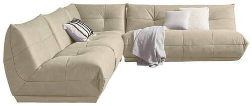 ECKSOFA in Lederlook Creme  315/285 cm  - Creme, Trend, Textil (315/285cm) - Livetastic