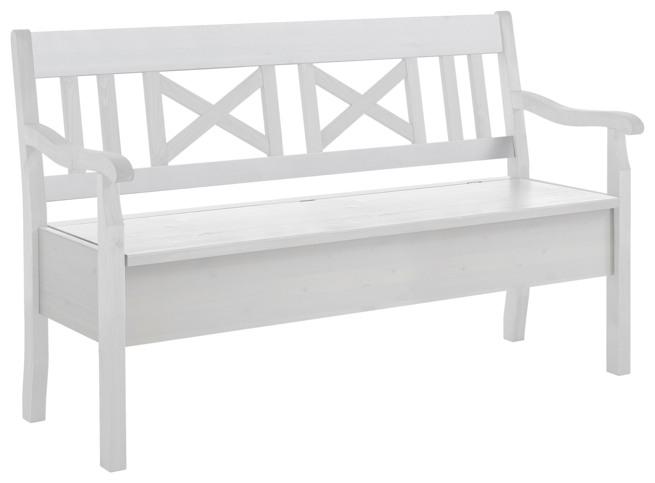 SITZBANK 148/93/58 cm Weiß Kiefer massiv  - Weiß, ROMANTIK / LANDHAUS, Holz (148/93/58cm) - Boxxx