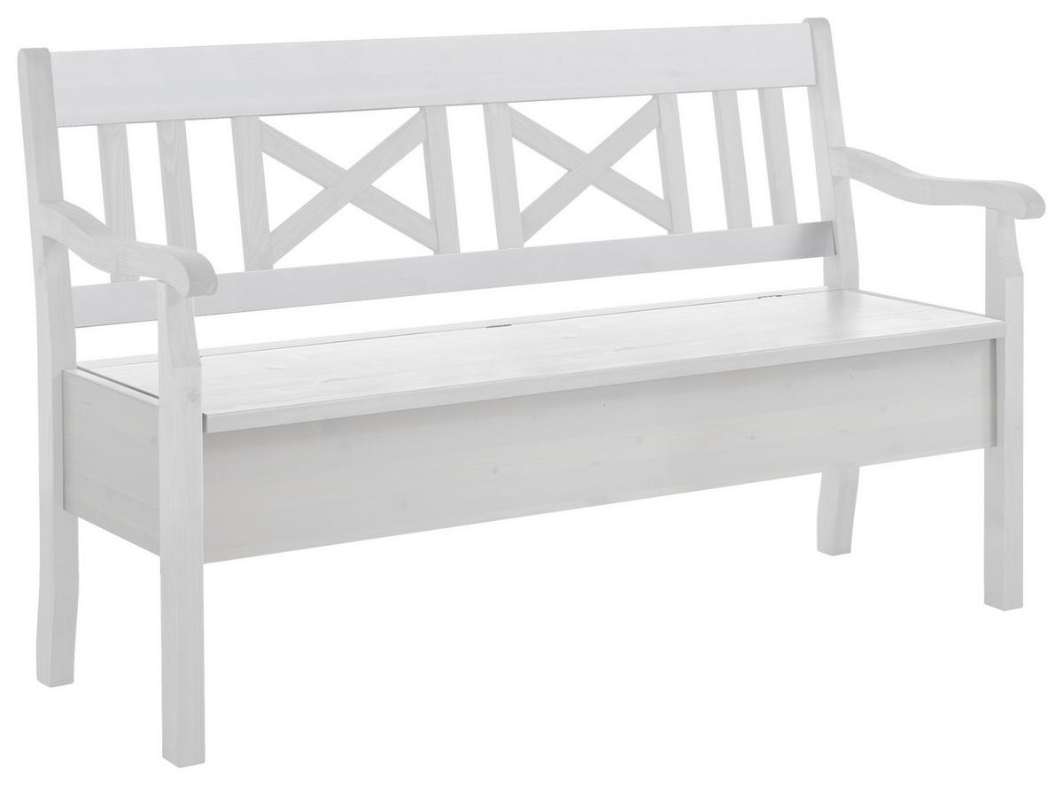 SITZBANK 148/93/58 cm Weiß Kiefer massiv  - Weiß, ROMANTIK / LANDHAUS, Holz (148/93/58cm) - Boxxx