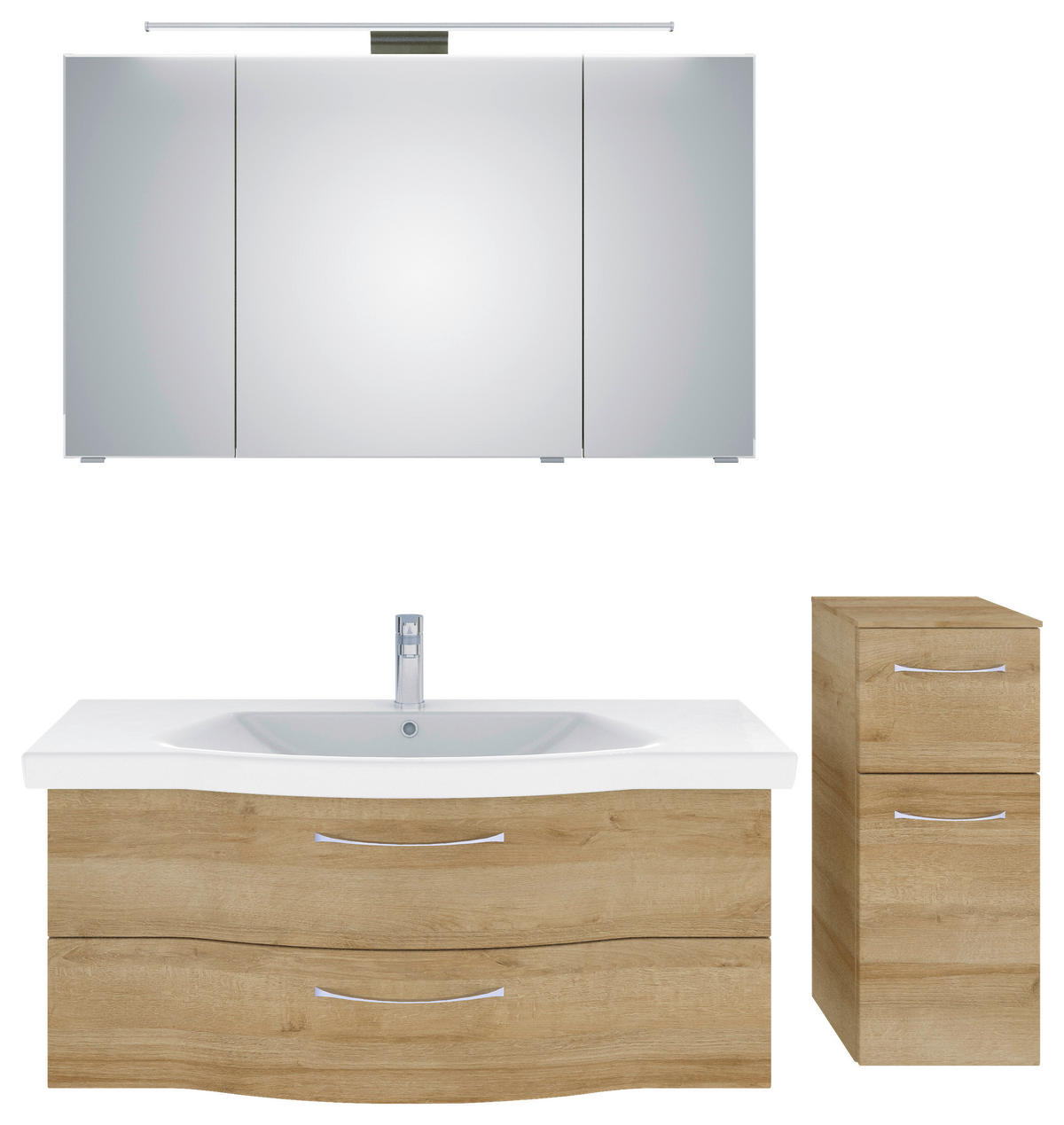 BADEZIMMER 4-teilig  in 152 cm  - Chromfarben/Eichefarben, KONVENTIONELL, Glas/Keramik (152cm) - Pelipal